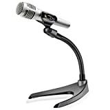 Pyle Desktop Microphone Stand - Universal Tabletop Mic Holder w/ Flexible 8.2'' Inch Gooseneck Mount and Solid U Shape Base - Perfect for Table Desk or Counter - PMKS8