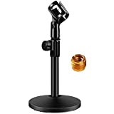 InnoGear Desktop Microphone Stand, Upgraded Adjustable Table Mic Stand with Mic Clip and 5/8' Male to 3/8' Female Screw for Blue Yeti Snowball Spark & Other Microphone