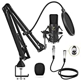 XLR Condenser Microphone, TONOR Professional Cardioid Studio Mic Kit with T20 Boom Arm, Shock Mount, Pop Filter for Recording, Podcasting, Voice Over, Streaming, Home Studio, YouTube (TC20)