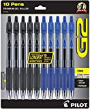 PILOT G2 Premium gel Pens, Fine Point Gel Ink Pen, 0.7 mm, Refillable & Retractable Rolling Ball, 5 Black and 5 Blue pens (Bulk pack of 10 Pens) (14784)