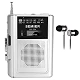 SEMIER Portable Cassette Player Recorder AM FM Radio Stereo -Compact Personal Walkman Cassette Tape Player/Recorder with Built in Speaker and Earphones -Silver