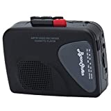 ByronStatics Portable Cassette Players Recorders FM AM Radio Walkman Tape Player Built In Mic External Speakers Manual Record VAS Automatic Stop System 2AA Battery Or USB Power Supply Headphone Black