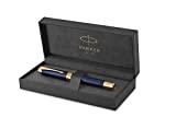 PARKER Duofold Centennial Fountain Pen, Prestige Blue Chevron, Fine Solid Gold Nib, Black Ink and Convertor (1931369)