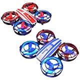 Potensic A21 Mini Drones for Kids, 2 Pack IR Battle Drone with LED Lights, RC Quadcopter with 3D Flip, 3 Speeds, Headless Mode, Altitude Hold, Christmas Gift for Boys Girls (Red and Blue)