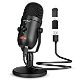 Podcast Microphone for iPhone/iPad/PS4,Condenser Recording USB Microphone for Computer,Metal PC Microphone for Gaming,ASMR,YouTube,Streaming Mic Kit with Noise Cancelling for Laptop MAC or Windows