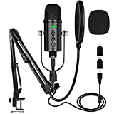 USB Microphone Condenser Computer PC Gaming Mic Podcast Microphone Kit for Streaming,Recording,Vocals,ASMR,Voice,Cardioid Studio Microphone for iPhone/iPad/Android/MAC/Laptop/PS4/USB C Phone,YouTube