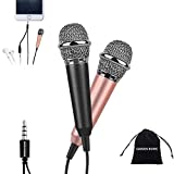 2pcs Mini Microphone, Karaoke Microphone, Asmr Microphone, Small Microphone for Singing, Recording and Listening to Songs, for Portable Laptop/Apple Samsung Android (Black&Rose Gold)