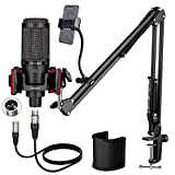 Condenser Microphone XLR,Professional Studio Recording Microphone for Computer PC,Cardioid Podcast Mic Kit with Boom Arm,Gaming Microphone for Streaming,ASMR,Singing,Voice Over,Vocal,YouTube,Zoom