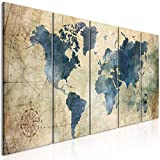 artgeist Acoustic Canvas Wall Art World Map 90x35 in - 5pcs Picture with Acoustic Foam Sound Print Artwork Room Acoustics Soundproofing k-A-0415-b-m