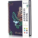 JUBTIC Hardcover Address Book with Alphabetical Tabs, Spiral Bound Address Book with Refillable Pages Medium Telephone book incl. Address, Password, Contact, Tel, Email, Important Date for Home Office