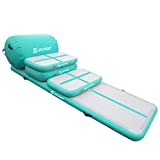 5pcs Set of Inflatable Gymnastics Air Mat Tumble Track Tumbling Mat Floor Mats with Electric Air Pump for Home Use/Training/Cheerleading/Beach/Park and Water (Mint Green)
