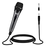 Moukey Dynamic Microphone, Karaoke Microphone with 13 ft Cable, Metal Handheld Cardioid Wired Mic, Microphone for Singing/Stage/Christmas Party, Compatible w/Karaoke Machine/PA System/Amp/Mixer, Grey