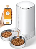 ROJECO Automatic Cat Feeders for 2 Cats, 4L Cat Food Dispenser with APP Control, Double Stainless Steel Bowls, Dual Power Supply and Low Food Alarms, 2.4GHz Wi-Fi Enabled Pet Feeder for Cats and Dogs