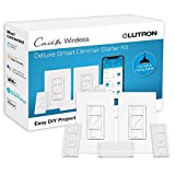 Lutron Caseta Deluxe Smart Dimmer Switch Kit | Works with Alexa, Apple HomeKit, and the Google Assistant | P-BDG-PKG2W-A | White