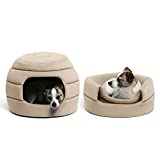 Best Friends by Sheri Convertible Honeycomb Cave Bed Cozy Covered Dog & Cat Tent Great for Your Small Pet & Puppy Easily Convert into Round Open Cuddler: Removable Insert + Machine Washable