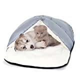 Yunnarl Pet House, Cave Bed for Small Medium Dog Cat, Ultra Soft Polar Fleece Dog Bed, Waterproof Surface Bottom -25x 20 Inches Washable Dog Bed, Cat Bed Gray