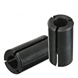 2Pcs 1/2' to 1/4' Router Collet Reduction Sleeve Tool Bit - A3 Carbon Steel Black