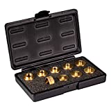 POWERTEC 71051 Router Template Guide Set, Fits Porter Cable Style Router Sub Bases | 10pc Solid Brass Guides w/ Molded Carrying Case