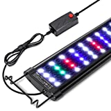 AQQA Aquarium Light,Full Spectrum LED Fish Tank Lights,12'-54' Adjustable Multi-Color White Blue Red Green LEDs with Extendable Brackets,14W-31W for Freshwater Plants 14W(12'-18')