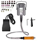 VOTOER 1/4HP Rotary Tool Flex Shaft Hanging Grinder Carver Electric Multi-function Metalworking Tools Repair Kit, Foot Pedal Control, 780W Strong Power, Metal Flexible Shaft, 23000 RPM