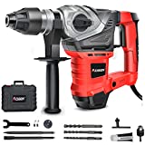 AOBEN 1-1/4 Inch SDS-Plus Rotary Hammer Drill with Vibration Control and Safety Clutch,13 Amp Heavy Duty Demolition Hammer for Concrete-Including 3 Drill Bits,Flat Chisels, Point Chisels, Drill Chuck