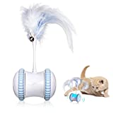 KONPCOIU Automatic Cat Feather Toy—Smart Robotic Interactive Indoor Electronic Pet Toy—Auto/Manual Motorized Toy—360° Rotating Ball Colorful Light Cat Toys for Cat/Mouse/Kitten Hunting Exercise
