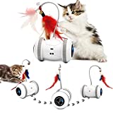 Nueplay Robotic Interactive Cat Toy, with Feathers, LED Light, 360 Degree Rotation & Sensor Mode, Rechargeable Automatic Irregular Moving Cat Toys for Indoor Cats Adult, All Floors & Carpet Available