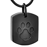 Minicremation Cremation Jewelry Urn Necklace for Ashes for Pet, Paw Print Memorial Ash Jewelry, Keepsake Pendant for Pet's Cat Dog's Ashes with Filling Kit (Black)
