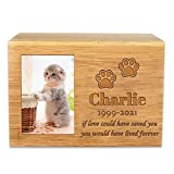 Personalized Cremation Urns for Ashes, Pet Memorial Keepsake Urns, Photo Box Pet Cremation Urn, Wood Keepsake Pet Urns for Dogs Ashes, Wooden Urn