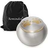 Reminded Pet Urns for Dog and Cat Ashes, Memorial Cremation Paw Print Urn - Gold Small Up to 37 Pounds