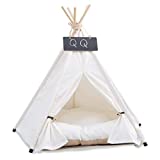 Pet Teepee with Cushion for Dogs and Cats Puppies House with Bed Pet Tent Bed Indoor Outdoor (Modern)