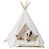little dove Pet Teepee Dog(Puppy) & Cat Bed - Portable Pet Tents & Houses for Dog(Puppy) & Cat Beige Color 24 Inch no Cushion