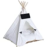 Penck Pet Teepee Dog & Cat Bed - Portable Dog Tents & Pet Houses with Thick Cushion & Blackboard, 24 Inch Tall, for Pets Up to 15lbs
