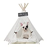 little dove Pet Teepee Dog(Puppy) & Cat Bed - Portable Pet Tents & Houses for Dog(Puppy) & Cat Lace Style 24 Inch no Cushion