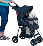 Pet Gear NO-Zip Happy Trails Lite Pet Stroller for Cats/Dogs, Easy Fold with Removable Liner, Storage Basket, Animal Print - NO-Zip Entry (AM8030NZAP)