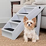 PetSafe CozyUp Folding Dog Stairs - Pet Stairs for Indoor/Outdoor at Home or Travel - Dog Steps for High Beds - Pet Steps with Siderails, Non-Slip Pads - Durable, Support up to 150 lbs - Large, Gray