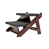 MEWANG Wooden Pet Stairs/Pet Steps - 2-in-1 Foldable Stairs & Ramp for Beds and Cars - Portable Dog/Cat Ladder Up to 110 Pounds