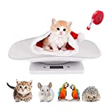 Digital Pet Scale, Small Animal Pet Scale with Tape Measure, Multifunction Kitchen Food Scale,Weighing Max 22 lbs,Portable Mini LCD Electronic Scale for Kitten/Puppy/Hamster/Little Bird (White)