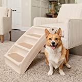PetSafe CozyUp Folding Dog Stairs - Pet Stairs for Indoor/Outdoor at Home or Travel - Dog Steps for High Beds - Pet Steps with Siderails, Non-Slip Pads - Durable, Support up to 150 lbs - Large, Tan
