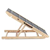 Adjustable Dog Cats Ramp, Folding Portable Wooden Pet Ramp for All Small and Older Animals - 42' Long and Adjustable from 14” to 26” - Rated for 200lbs - Lightweight Dog Car Ramps for SUV, Bed, Couch