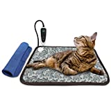 HYDGOOHO Pet Heating Pad Cat Heating Mat Waterproof Pets Heated Bed Adjustable Dog Bed Warmer Electric Heating Mat with Chew Resistant Steel Cord (Rose, 18inx18in)