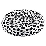 OTOEZ Soft Round Pet Bed Warm Plush Donut Bed Cow Print Dog Cat Cushion Calming Bed with Non-Slip Bottom for Small/Medium/Large Pets, Machine Washable(S/M/L Size)