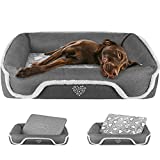 VANKEAN Dog Bed Dog Sofa with Reversible Pad (Cool and Warm), Sleeping Pet Bed for Dogs and Cats, Waterproof Liner & Machine Washable & Removable Covers with Anti Slip Bottom, Grey