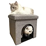 ZLY Pet House Ottoman Collection - Collapsible Multipurpose Cat Bed Cube Pet Cube Condo Stool Sturdy Structure with Removable Lid