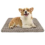 AIPERRO Dog Crate Pad Kennel Bed Washable Dog Bed Plush Fluffy Dog Crate Mat Anti-Slip Pet Sleeping Mat for Large, Jumbo, Medium, Small Dogs (Small, Brown)