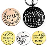 Stainless Steel Pet ID Tag Dog Tags Personalized Front and Back Engraving, Many Patterns and Colors to Select