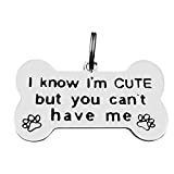 Funny Pet Tags for Dog Cat, Stainless Steel Pet Tags, I Know I'm Cute But You Can't Have Me, Funny Dog Tag, Cat Tag, Dog Collar Tag, Personalized Puppy Pet ID Tags for Dog Owner or Cat Owner