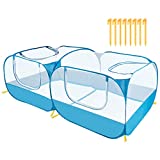 SlowTon Small Animals Playpen, Portable Large Chicken Run Coop with Breathable Transparent Mesh Walls Foldable Pet Cage Tent with 4 Zipper Doors for Puppy Rabbits Outdoor Yard (No Bottom)