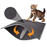 Pieviev Cat Litter Mat Double Layer Waterproof Urine Proof Trapping Mat (30''X24'', Gray)