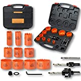 VIKITON Hole Saw Kit Bi Metal 17 PCS with Case, General Purpose Size from 3/4'' to 2-1/2'', Hole Saw Set for Metal, Wood and Plastic, Clean and Smooth, Fast Chip Removal.